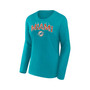 Women's Branded Aqua Miami Dolphins Plus Size Measure Distance Scoop Neck Long Sleeve T-shirt