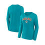Women's Branded Aqua Miami Dolphins Plus Size Measure Distance Scoop Neck Long Sleeve T-shirt