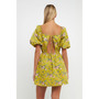 Women's Floral Back Cutout Mini Dress