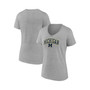 Women's Branded Heather Gray Michigan Wolverines Evergreen Campus V-Neck T-shirt