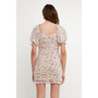 Women's Embroidery on Chiffon Shirred Mini Dress