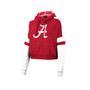 Women's Crimson Alabama Crimson Tide Throwback Stripe Arch Logo Cropped Pullover Hoodie
