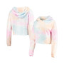 Women's Pink, White Texas Longhorns Tie-Dye Cropped Pullover Hoodie