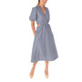 Women's Striped Cutout Puff-Sleeve Midi Dress