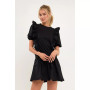 Women's Mixed Media Ruffle Detail Mini Dress