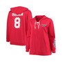Women's Alexander Ovechkin Red Washington Capitals Plus Size Lace-Up V-Neck Pullover Hoodie
