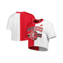 Women's Red, White Wisconsin Badgers Colorblock Cropped T-shirt