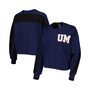 Women's Navy Michigan Wolverines Back To Reality Colorblock Pullover Sweatshirt