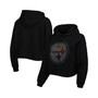 Women's Black Pittsburgh Steelers Crystal Logo Cropped Pullover Hoodie