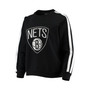 Women's Black Brooklyn Nets Perforated Logo Pullover Sweatshirt