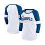 Women's Indianapolis Colts White, Heathered Royal Football Pride Slub 3/4 Raglan Sleeve T-shirt