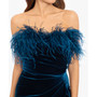 Women's Strapless Feather-Trim Velvet Dress