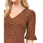 Women's Leopard-Print Elbow Sleeve Ruffled Dress