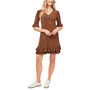Women's Leopard-Print Elbow Sleeve Ruffled Dress