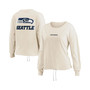 Women's Oatmeal Seattle Seahawks Long Sleeve Crop Top Shirt