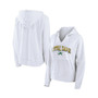 Women's Branded White Notre Dame Fighting Irish Striped Notch Neck Pullover Hoodie