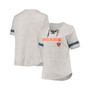 Women's Heathered Gray Chicago Bears Plus Size Lace-Up V-Neck T-shirt