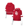 Women's Crimson Oklahoma Sooners Throwback Stripe Arch Logo Cropped Pullover Hoodie