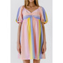 Women's Multi Color Stripe Babydoll Dress