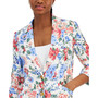 Women's Linen-Blend Roll-Tab Printed Blazer