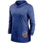 Women's Heathered Royal Chicago Cubs Split Logo Legend Hoodie Training Performance Top