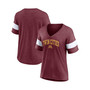 Women's Branded Heathered Maroon Minnesota Golden Gophers Arched City Sleeve-Striped Tri-Blend V-Neck T-shirt