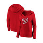 Women's Red Washington Nationals Core Team Crossover V-Neck Pullover Hoodie