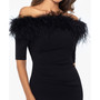 Women's Feather-Trim Off-The-Shoulder Scuba Crepe Dress