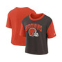 Women's Orange, Brown Cleveland Browns High Hip Fashion T-shirt