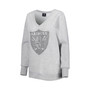 Women's Silver Las Vegas Raiders Deep V-Neck Pullover Sweatshirt