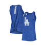 Women's Royal Los Angeles Dodgers Space Dye Back-Knot Tank Top