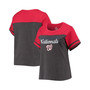 Women's Heathered Charcoal and Red Washington Nationals Plus Size Colorblock T-shirt