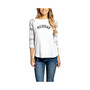 Women's White and Camo Michigan Wolverines Boyfriend Baseball Raglan 3/4 Sleeve T-shirt