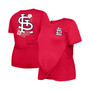 Women's Red St. Louis Cardinals Plus Size Two-Hit Front Knot T-shirt