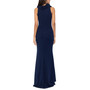 Women's Ruffled-V-Neck Sleeveless Ruched Gown