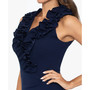 Women's Ruffled-V-Neck Sleeveless Ruched Gown