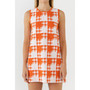 Women's Gingham Check Knitted Shift Dress
