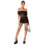 Women's Fallon Foldover Half Sheer Mesh Mini Dress