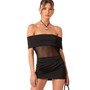 Women's Fallon Foldover Half Sheer Mesh Mini Dress