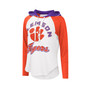 Women's White and Orange Clemson Tigers From the Sideline Raglan Hoodie Long Sleeve T-shirt