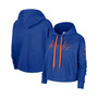 Women's Blue New York Knicks Split Flip Courtside Cropped Pullover Hoodie