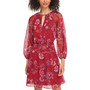 Petite 3/4-Sleeve Chiffon Keyhole Dress