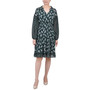 Petite Long Sleeve Combo Chiffon Dress
