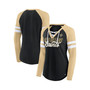 Women's Branded Black, Gold New Orleans Saints True to Form Raglan Lace-Up V-Neck Long Sleeve T-shirt