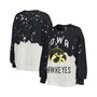 Women's Black Iowa Hawkeyes Twice As Nice Faded Dip-Dye Pullover Sweatshirt