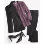Women's Puff-Shoulder Open Front Long Sleeve Blazer