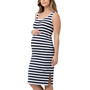 Maternity Lee Button Down St Rib Dress Navy/White