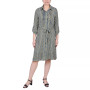 Petite Geometric Printed Roll Tab Sleeve Dobby Shirt Dress