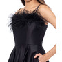 Blondie Nights Juniors' Feather-Trim Satin Fit & Flare Dress