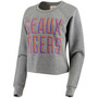 Women's Heathered Gray LSU Tigers Sawyer Knobi Cropped Raglan Pullover Sweatshirt